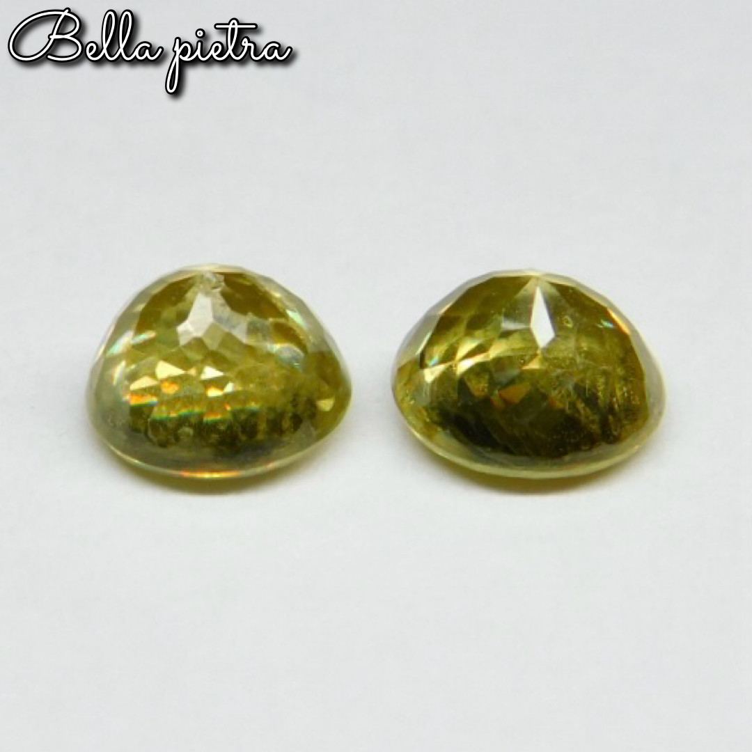 合計1.42ct★希少☆非加熱☆天然スフェーン 2点セット ルース イエローグリーン 裸石 宝石 天然石 証明タグ付き