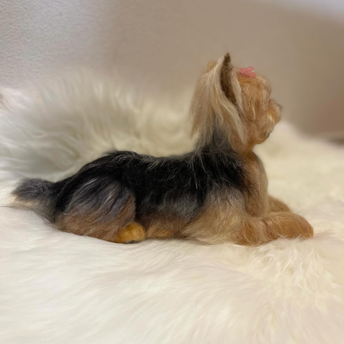 羊毛フェルトハンドメイド ヨーキー 羊毛フェルト 犬 ヨークシャーテリア ヨーキー ミニチュアドール