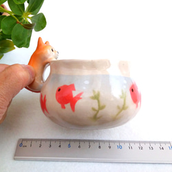 柴犬・金魚鉢マグカップ２５０ｍｌ　犬の陶器　＊受注制作 3枚目の画像