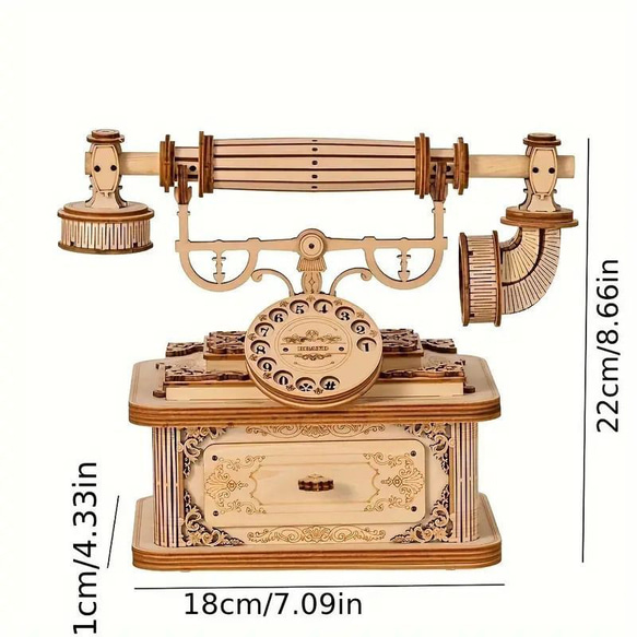 3Dパズル 木製パズル レトロ電話 模型 大人向け クリエイティブな木製レトロ電話 a-230 7枚目の画像