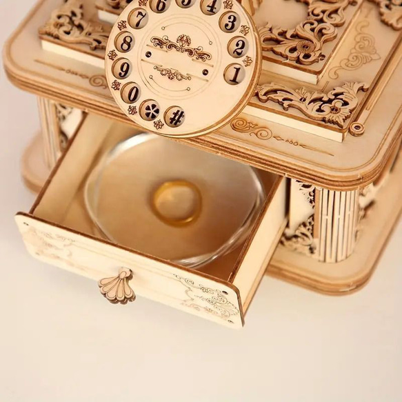 3Dパズル 木製パズル レトロ電話 模型 大人向け クリエイティブな木製レトロ電話 a-230 4枚目の画像