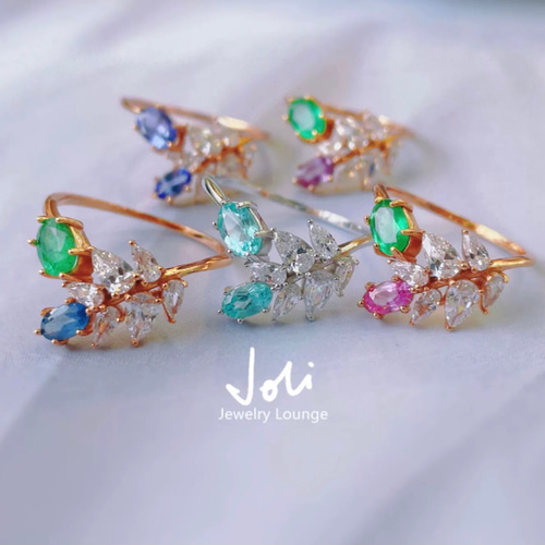 天然エメラルド・ピンクサファイア オーバル キラキラ ダブルストーン