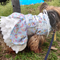 着画追加！着せやすい犬服♪ユニコーン柄のバッスルワンピース♪オーダーメイドで！ 5枚目の画像