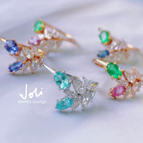 天然エメラルド・パープルサファイア オーバル キラキラ ダブル