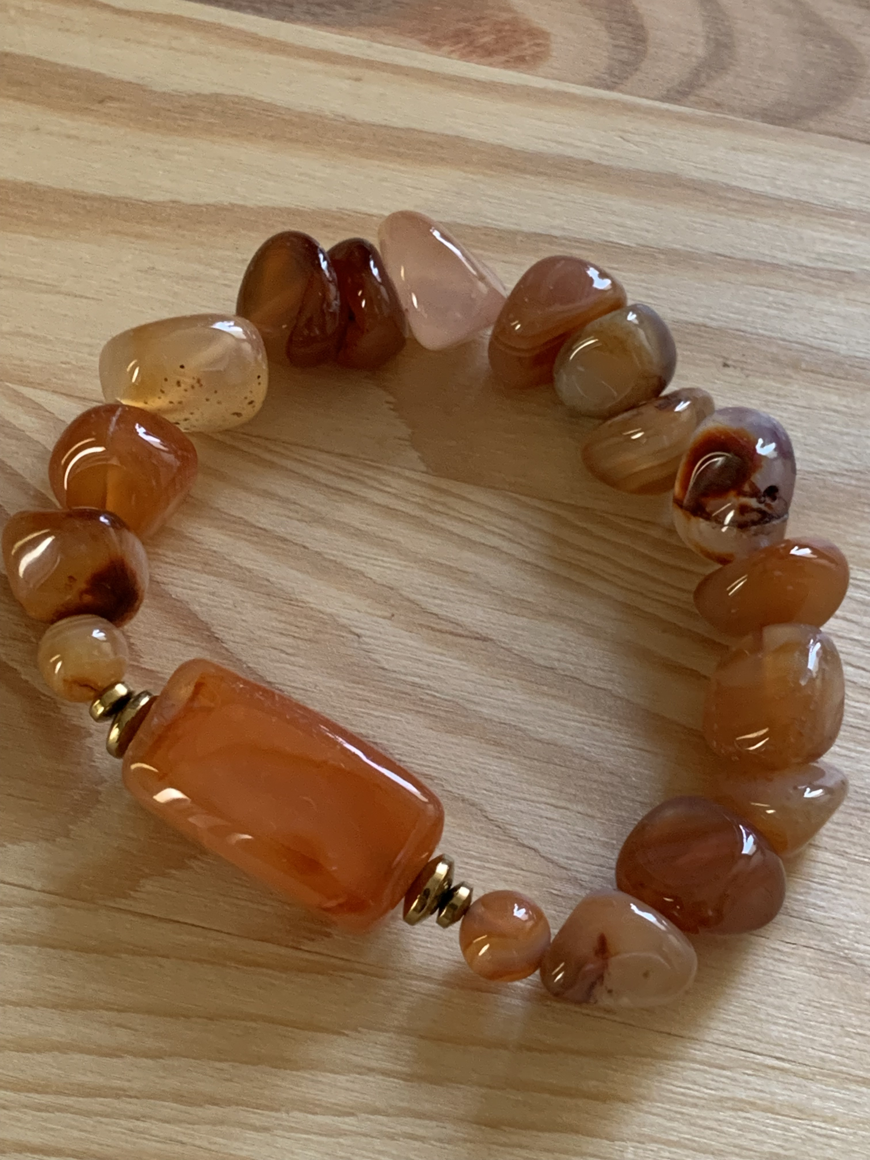 ビンテージチベタン瑪瑙とタンブル珠瑪瑙のブレスレット