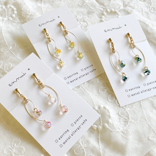 drop × sakura】透明感が涼しげ◎桜ピンクのティアドロップ drop × sakura】透明感が涼しげ◎桜ピンクのティアドロップ