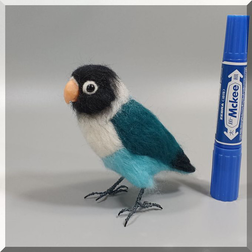 羊毛フェルト 鳥 ブルーボタンインコ ボタンインコ 動物フィギュア