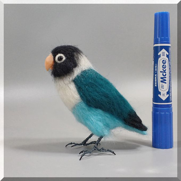 専用ページ　羊毛フェルト　傘でお出かけボタンインコ　鳥 羊毛フェルト 鳥 ブルーボタンインコ ボタンインコ 動物