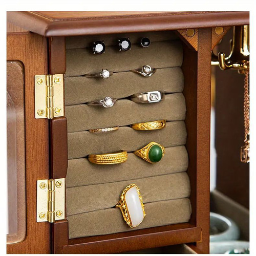 ジュエリーボックス 収納力 大容量 木製 レトロ エレガント シンプル  