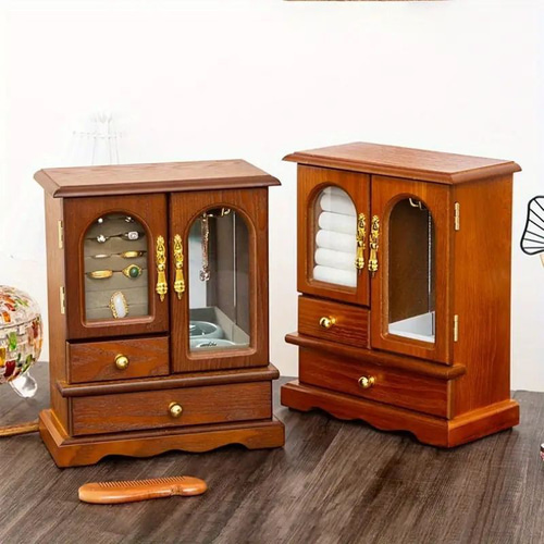 ジュエリーボックス 収納力 大容量 木製 レトロ エレガント シンプル