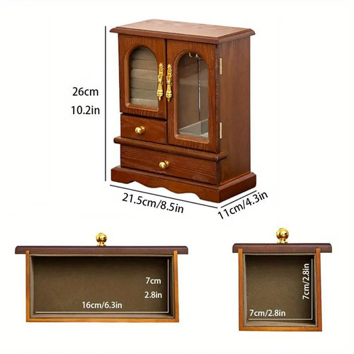 ジュエリーボックス 収納力 大容量 木製 レトロ エレガント シンプル  