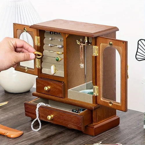 ジュエリーボックス 収納力 大容量 木製 レトロ エレガント シンプル  