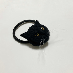 羊毛フェルト 猫ヘアゴム 黒猫 3枚目の画像