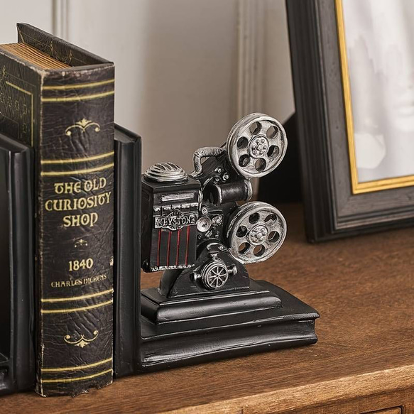 レトロ ブックエンド インテリア小物 本立て 装飾 置物 樹脂 ヴィンテージ カメラ 映画フィルム a-240 5枚目の画像