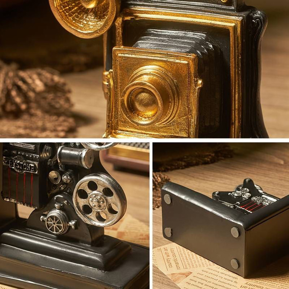 レトロ ブックエンド インテリア小物 本立て 装飾 置物 樹脂 ヴィンテージ カメラ 映画フィルム a-240 7枚目の画像