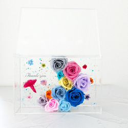 月と星のフラワーアレンジメントボックス② カーネーション入り 固まるハーバリウ厶 4枚目の画像