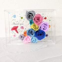 月と星のフラワーアレンジメントボックス② カーネーション入り 固まるハーバリウ厶 3枚目の画像