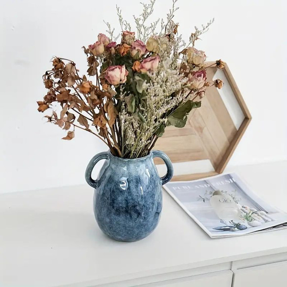 花瓶 陶器 かわいい 青 花 春 リビング 玄関 インテリア 雑貨 ギフト