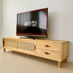 1800mm 桐とラタンの  ローボード   TVボード テレビ台  飾り棚 7枚目の画像