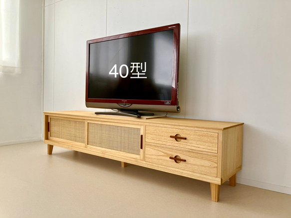 1800mm 桐とラタンの  ローボード   TVボード テレビ台  飾り棚 7枚目の画像