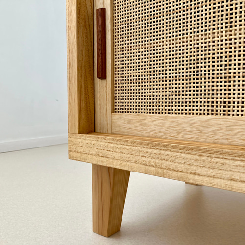 1800mm 桐とラタンの ローボード TVボード テレビ台 飾り棚 テレビ