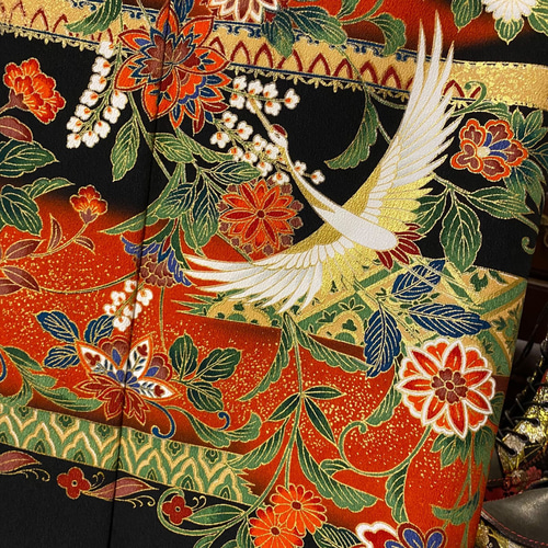 黒留袖 着物 和 モダン ハンドメイド リメイク ワンピース 黒留袖 着物 和 モダン ハンドメイド リメイク ワンピース
