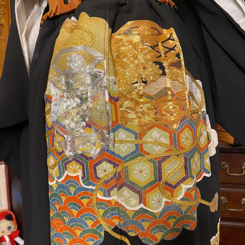 黒留袖 着物 和 モダン ハンドメイド リメイク ワンピース