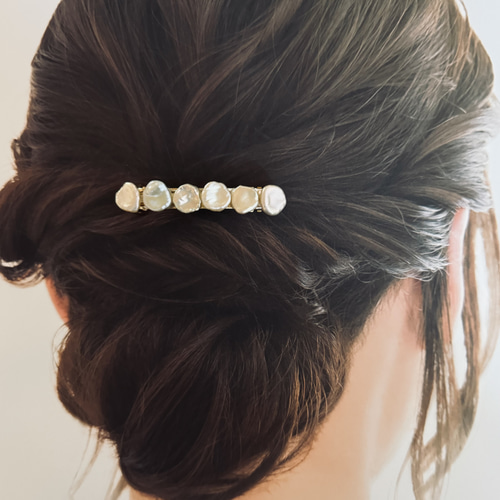 淡水パール ヘアアクセサリー バレッタ （ケシパール） バレッタ Hana 