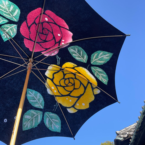 有松絞り日傘 〜薔薇〜 傘・日傘 絞り染めしぼるん 通販 17503932