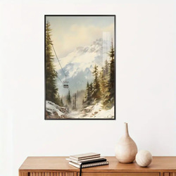 絵 額縁黒 冬の絵 冬季 額縁付き ウォールアート 40 × 60cm フレーム付きウォールアート a-276 1枚目の画像