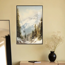 絵 額縁ゴールデン 冬の絵 冬季 額縁付き ウォールアート 40 × 60cm フレーム付きウォールアート a-277 2枚目の画像