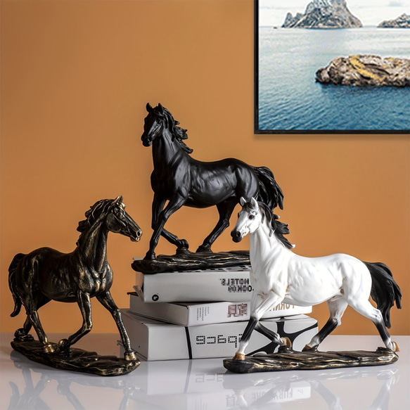 馬の置き物 黒 おしゃれな馬の置き物 ヴィンテージ 馬の飾り 樹脂像アートクラフト リビングルーム a-288 3枚目の画像