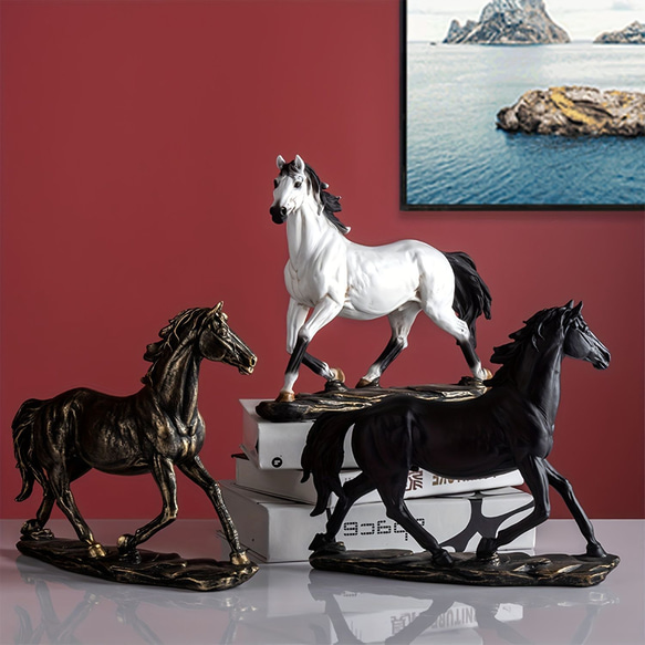 馬の置き物 黒 おしゃれな馬の置き物 ヴィンテージ 馬の飾り 樹脂像アートクラフト リビングルーム a-288 2枚目の画像