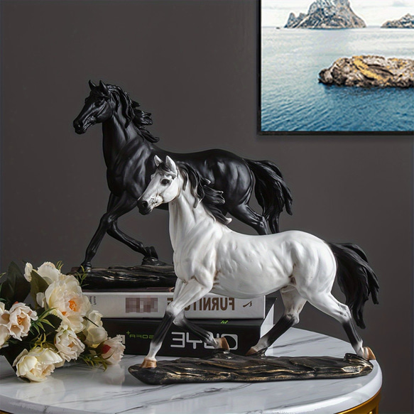 馬の置き物 白 おしゃれな馬の置き物 ヴィンテージ 馬の飾り 樹脂像アートクラフト リビングルーム a-289 7枚目の画像