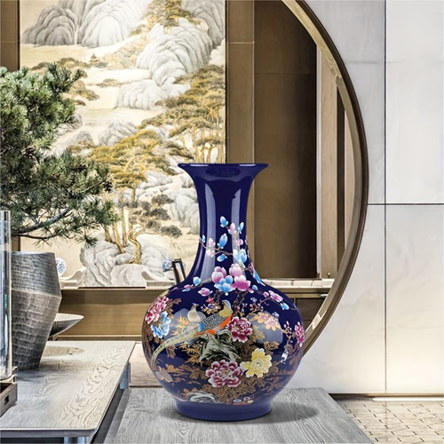 花瓶 中国の古い花瓶 青い釉薬の装飾品 オシャレ セラミック 家  