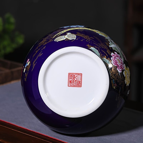 花瓶 中国の古い花瓶 青い釉薬の装飾品 オシャレ セラミック 家