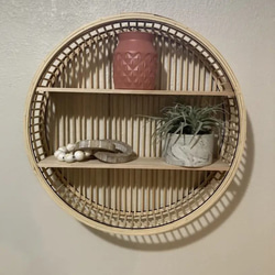 壁掛け 棚 竹製 ラウンドラタンシェルフ 書籍 アートワーク スタイリッシュ カフェ リビング 寝室 a-301 9枚目の画像