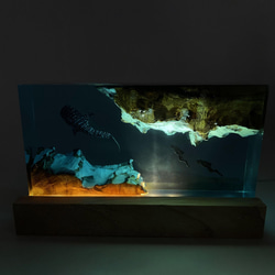 置物 海の置物 クジラ レジンランプ LEDライト オシャレ ライト ハンドメイド  室内装飾 a-303 3枚目の画像