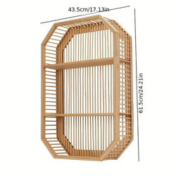 壁掛け 棚 竹製 ラタンシェルフ 書籍 アートワーク スタイリッシュ カフェ リビング 寝室 a-305 4枚目の画像