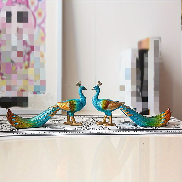 クジャク 置物 オブジェ 創造的な孔雀 リビングルーム装飾品 ワインキャビネット テレビキャビネット a-306 3枚目の画像