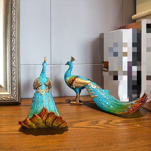 クジャク 置物 オブジェ 創造的な孔雀 リビングルーム装飾品 ワインキャビネット テレビキャビネット a-306 2枚目の画像