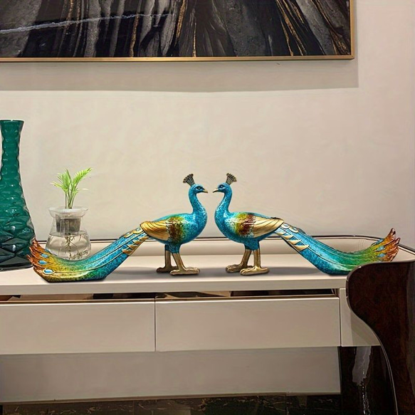 クジャク 置物 オブジェ 創造的な孔雀 リビングルーム装飾品 ワインキャビネット テレビキャビネット a-306 5枚目の画像