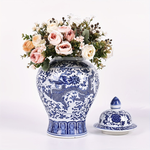 花瓶 青と白の磁器瓶 蓋付きセラミック青と白の瓶 中国の 花瓶 青と白の磁器瓶 蓋付きセラミック青と白の瓶 中国の