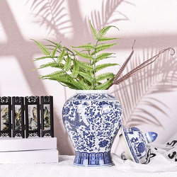 花瓶 青と白の磁器瓶 蓋付きセラミック青と白の瓶 中国のドラゴンパターン 装飾 ホームルーム a-309 1枚目の画像