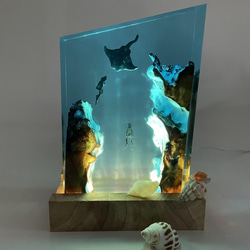 置物 海の置物  レジンランプ バットフィッシュ樹脂ランプ LEDライトオシャレ ライト ハンドメイド a-310 5枚目の画像