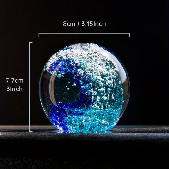 人工クリスタルボール 波のクリスタルボール オーシャンウェーブガラス ガラスボール 置物 クリスタルボール a-315 5枚目の画像
