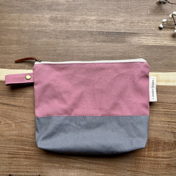 22Fabric 内ポケット付きミニポーチ ぺったリーフ ピンク 22Fabric 内