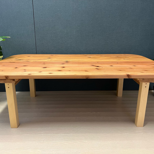 送料無料】 ローテーブル 長方形 120cm 70cm 杉 4角R ボルト連結固定脚 