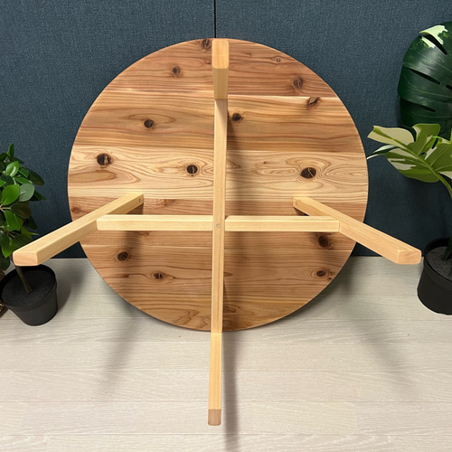 送料無料】 ローテーブル 丸形 60cm スギ 木組固定脚 ローテーブル