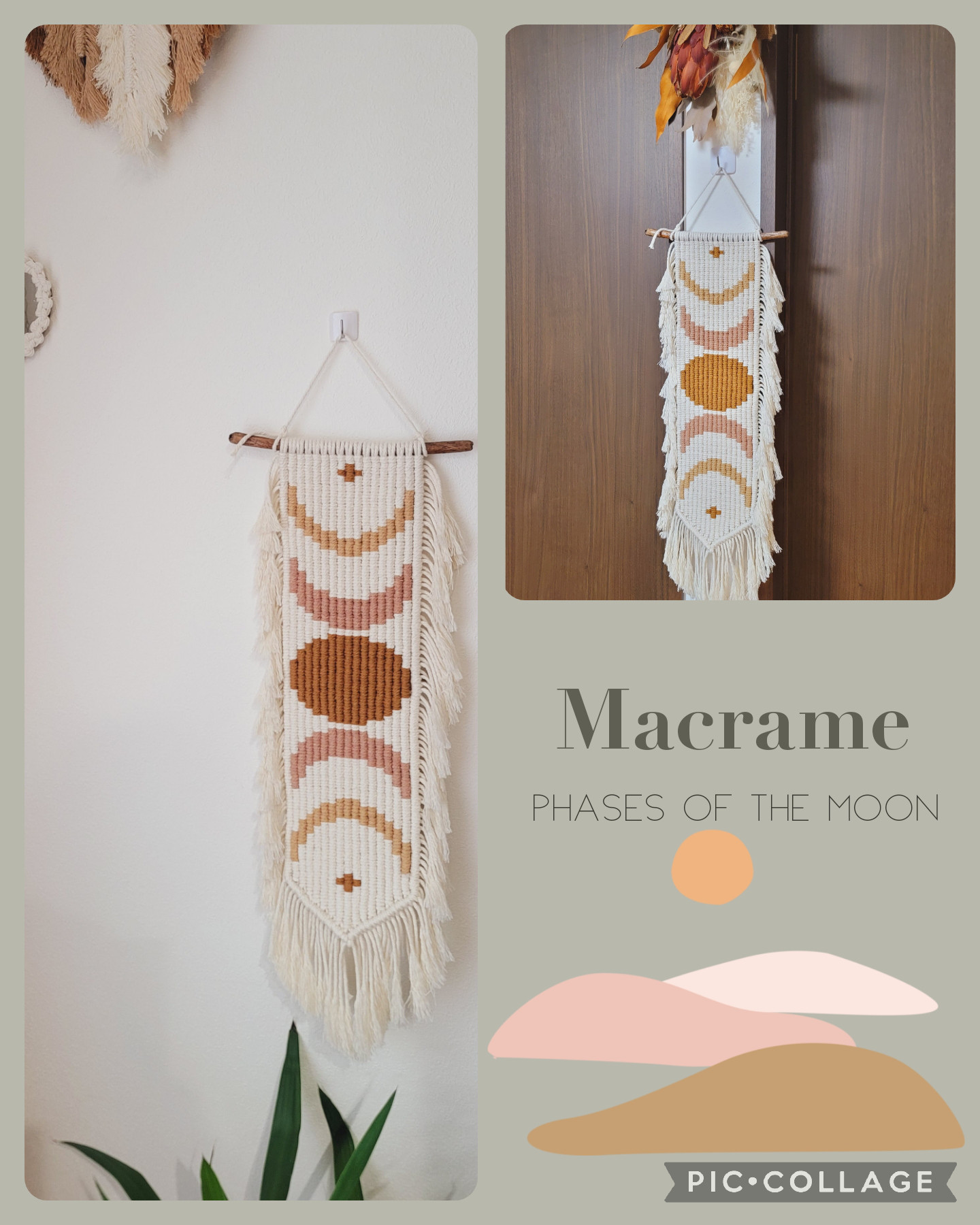 流木マクラメタペストリー☆月の満ち欠け